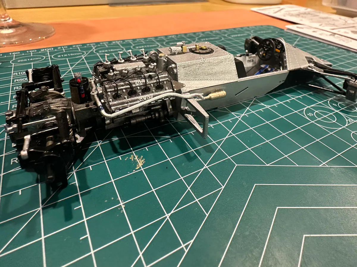 Engine, oil lines and the rear of the fuel cell.